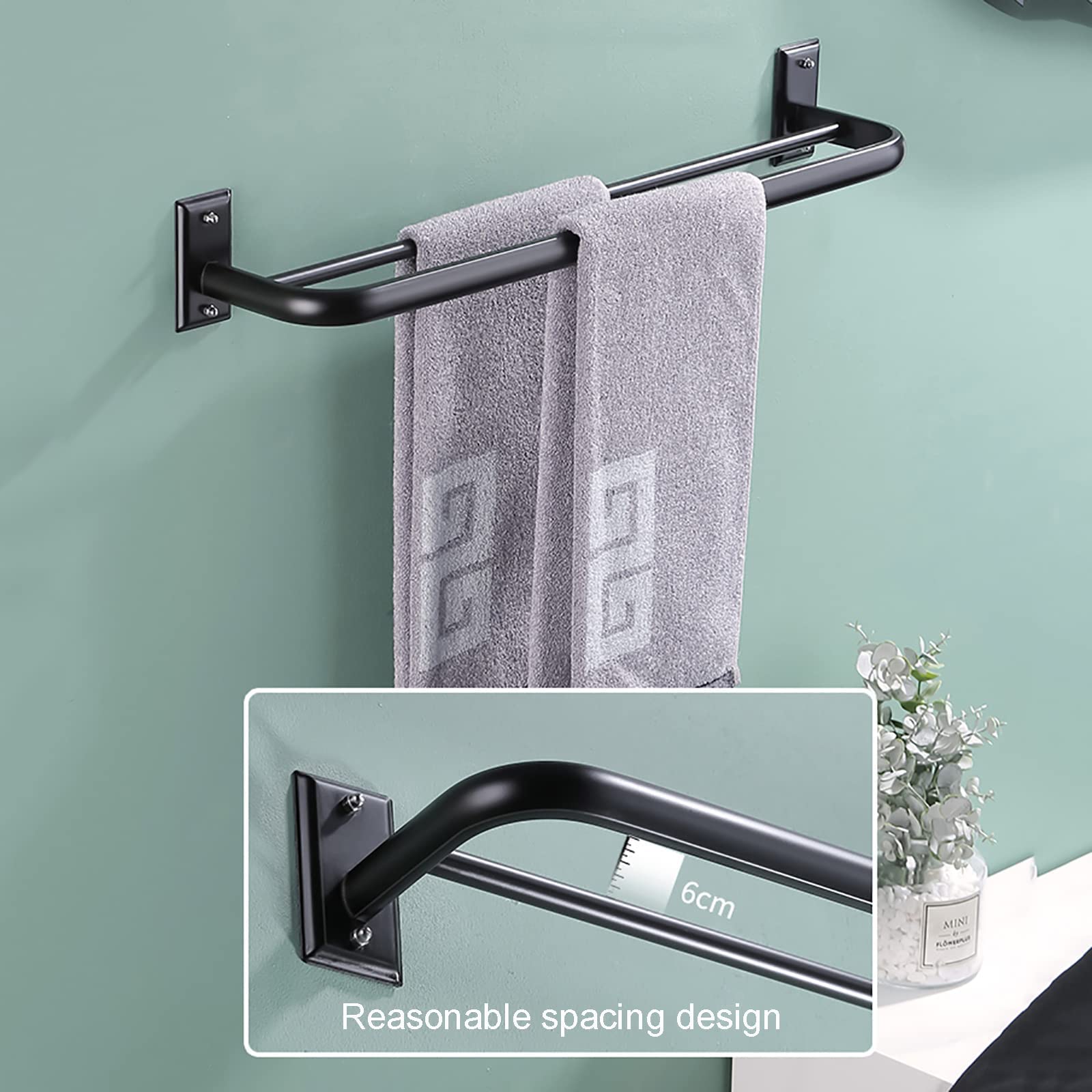 SOVORM Juego de Accesorios de Barra de Toalla de baño de 6 Piezas, Juego de toallero de Accesorios de baño de Acero Inoxidable Negro Mate montado en la Pared Redonda/g The New