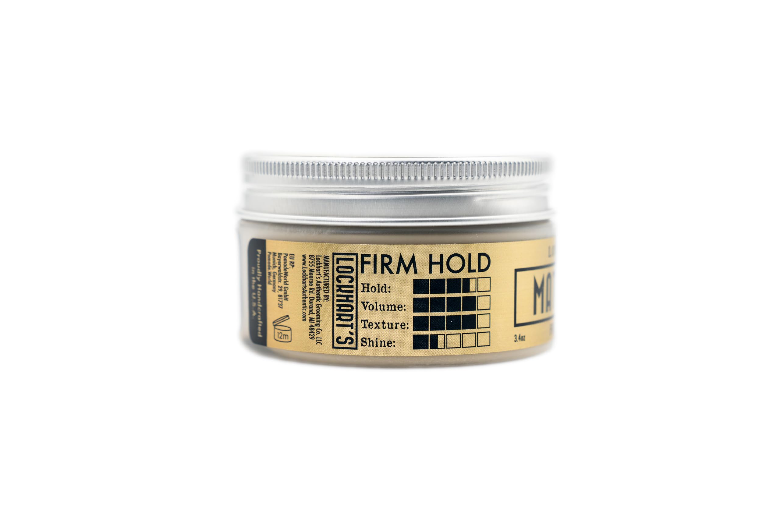 Lockhart's Professional Matte Clay – Handgefertigte Pomaden für Männer – Hergestellt mit Kaolin & Bienenwachs – mittelfester/fester Halt, natürliches mattes Finish – handgefertigte Styling-Ton für