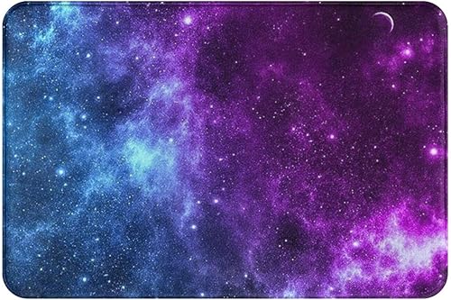Alfombra de baño azul y morado galaxia para el suelo del baño, alfombrillas de felpa pequeñas, suaves, lavables, antideslizantes, absorbentes,