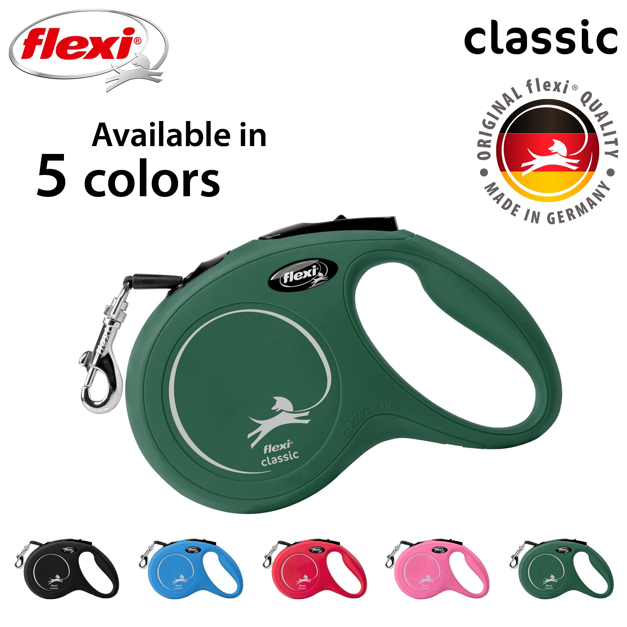 flexi® Classic M Belt 5 m Olive Green Roll Lead for Dogs up to 25 kg, M: 5m (max. 25kg) - Image 4