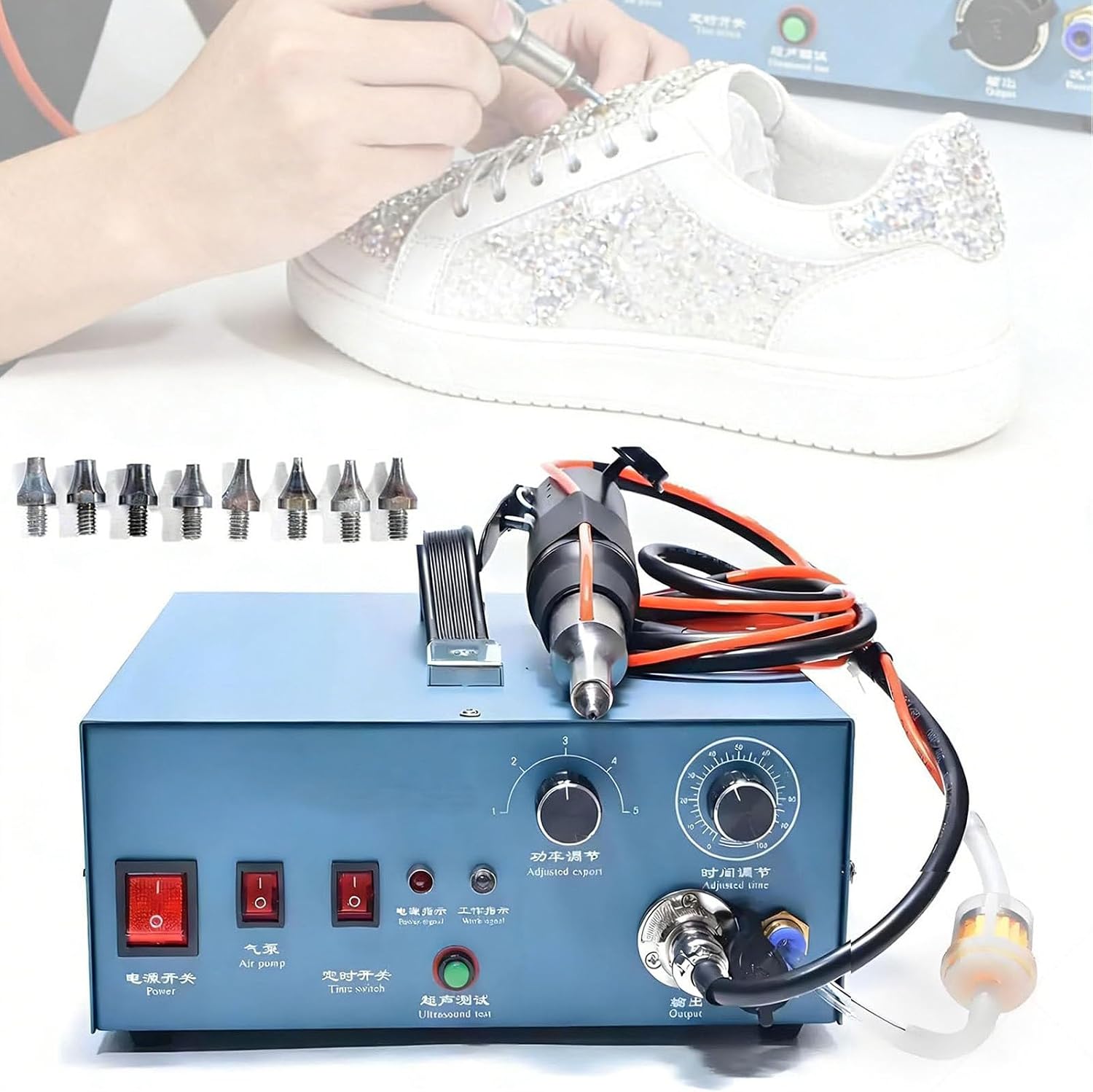 Hot Fix Rhinestone Wand Setter & Hand Press Bead Machine,500W Spot Welder,Adjustable Time,Crystal Bling Tool,No Glue for Fabric Stud Gem Handmade Projects