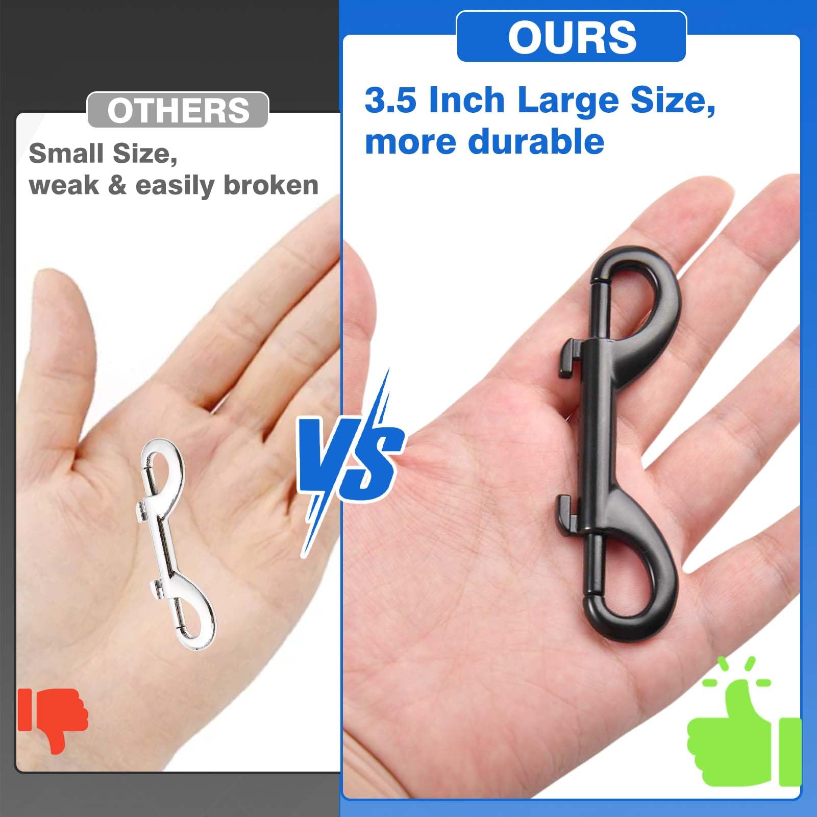 INJOYTEC Double Ended Bolt Snaps Hooks 4PCS 3.5 Inch Zinc Alloy Trigger Metal Clip 25 KG Load for Pet Dog Leash Water Bucket Hooks Key Chain Holder Carabiner Home Farm Indoor and Outdoor - Image 4