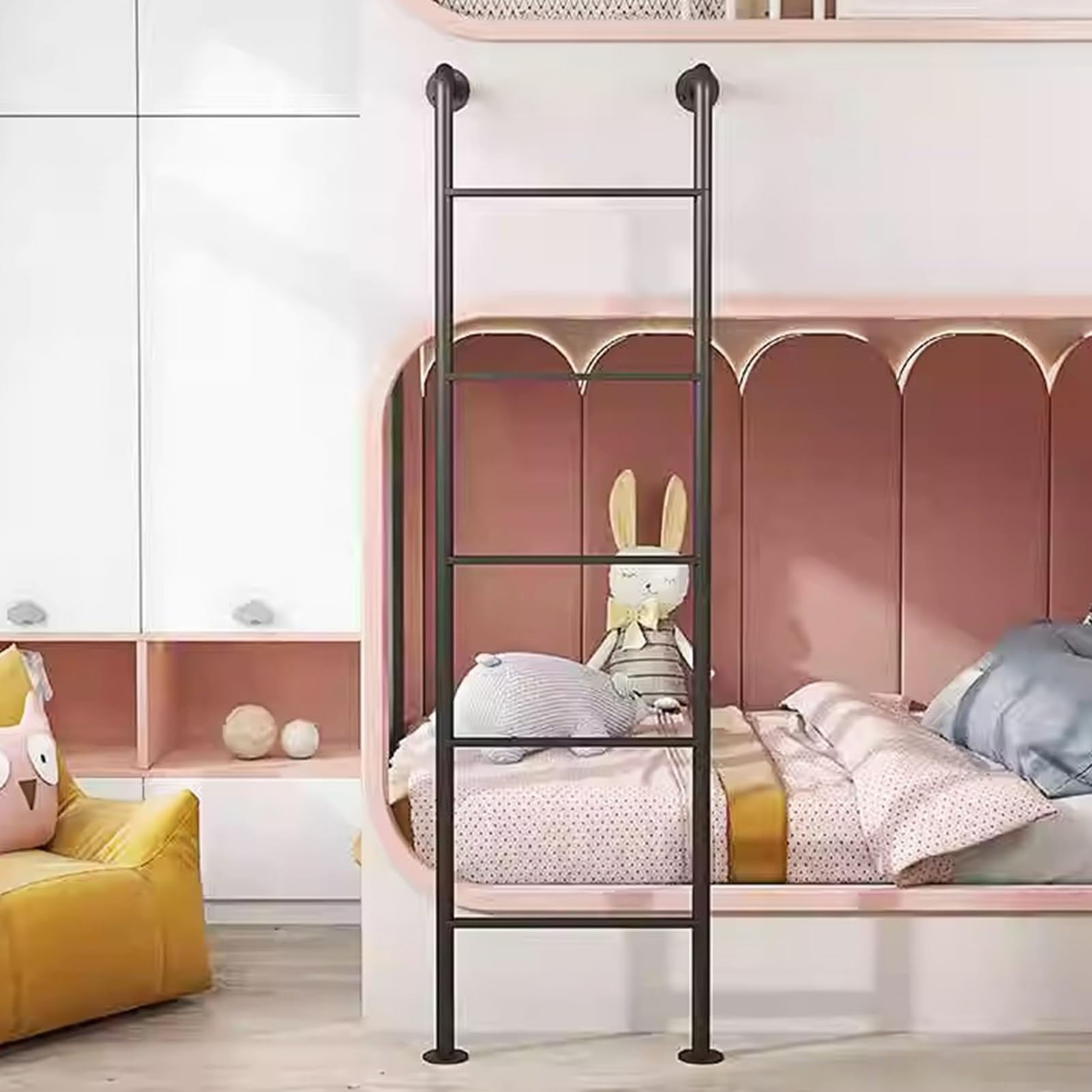 Échelle noire pour lit superposé style industriel pour maison et dortoir