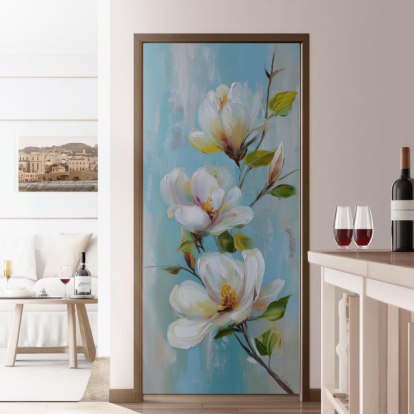 Adesivo per porta, 88 x 200 cm, stile pittura a olio, in vinile, PVC, impermeabile, autoadesivo, decorazione per camera da letto, soggiorno, casa, ufficio