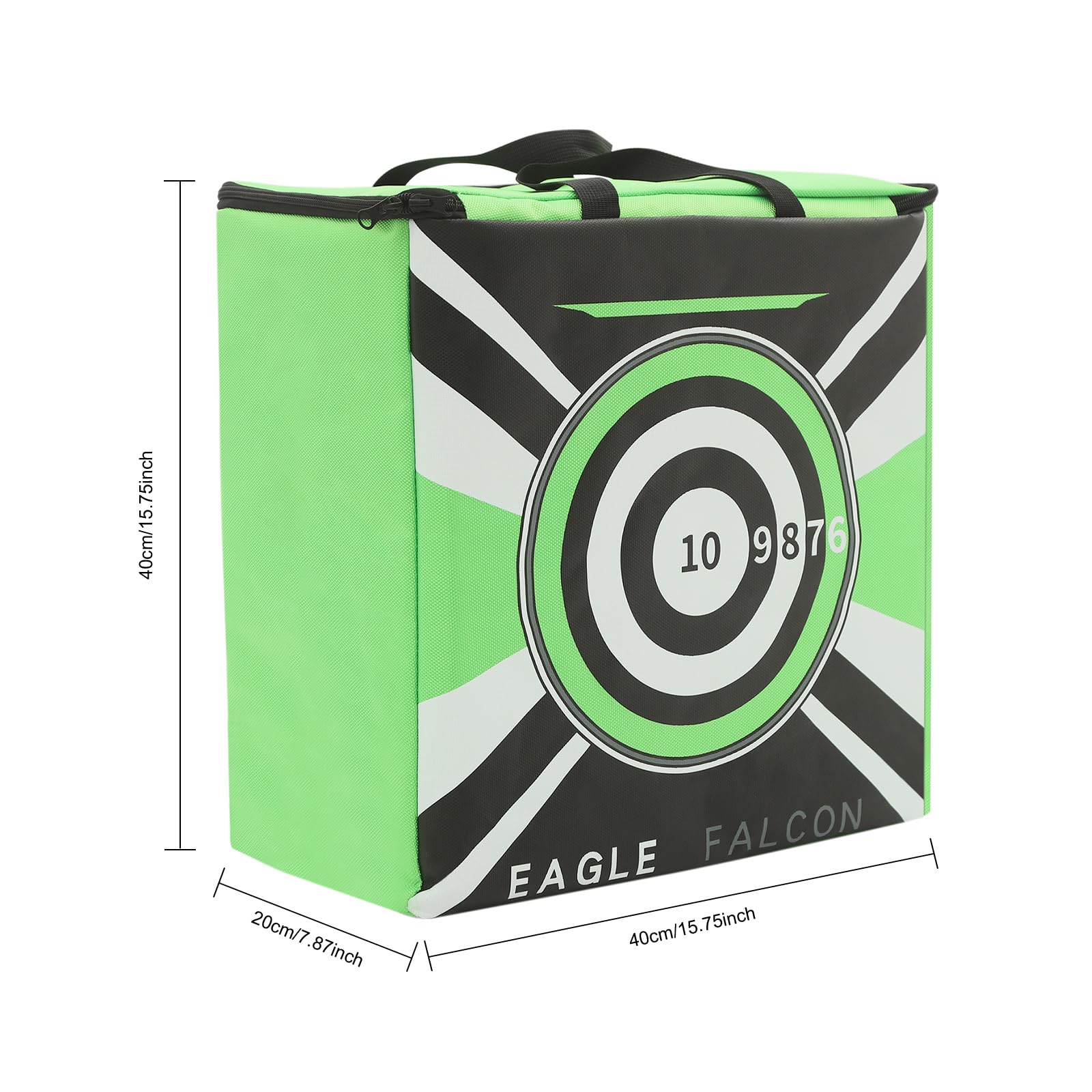 Cible Tir À l'arc 40Cm Sac Oxford 60Lbs Réutilisable Intérieur Extérieur, Cible Arc Arbalète Adulte Enfant Stand Tir Entraînement Technique Carré Noir Vert Portable
