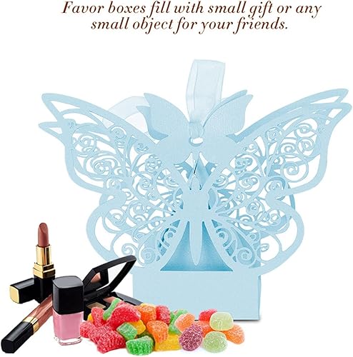 Miniatura 9 de Pomya Caja de azúcar, 100 cajas de chocolate de azúcar para decoración de boda para cumpleaños de boda (azul)