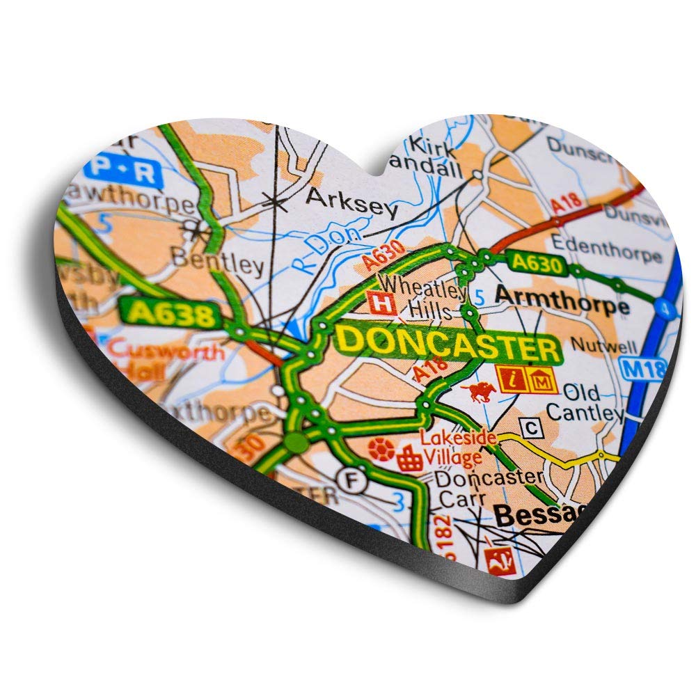 1 x Heart MDF Magnets - Doncaster England Travel Yorkhire Map 44890
