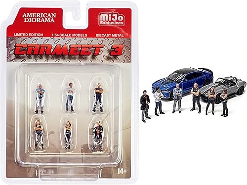 Car Meet 76488 - Juego de 6 figuras fundidas a presión de 3 pulgadas para modelos a escala 164