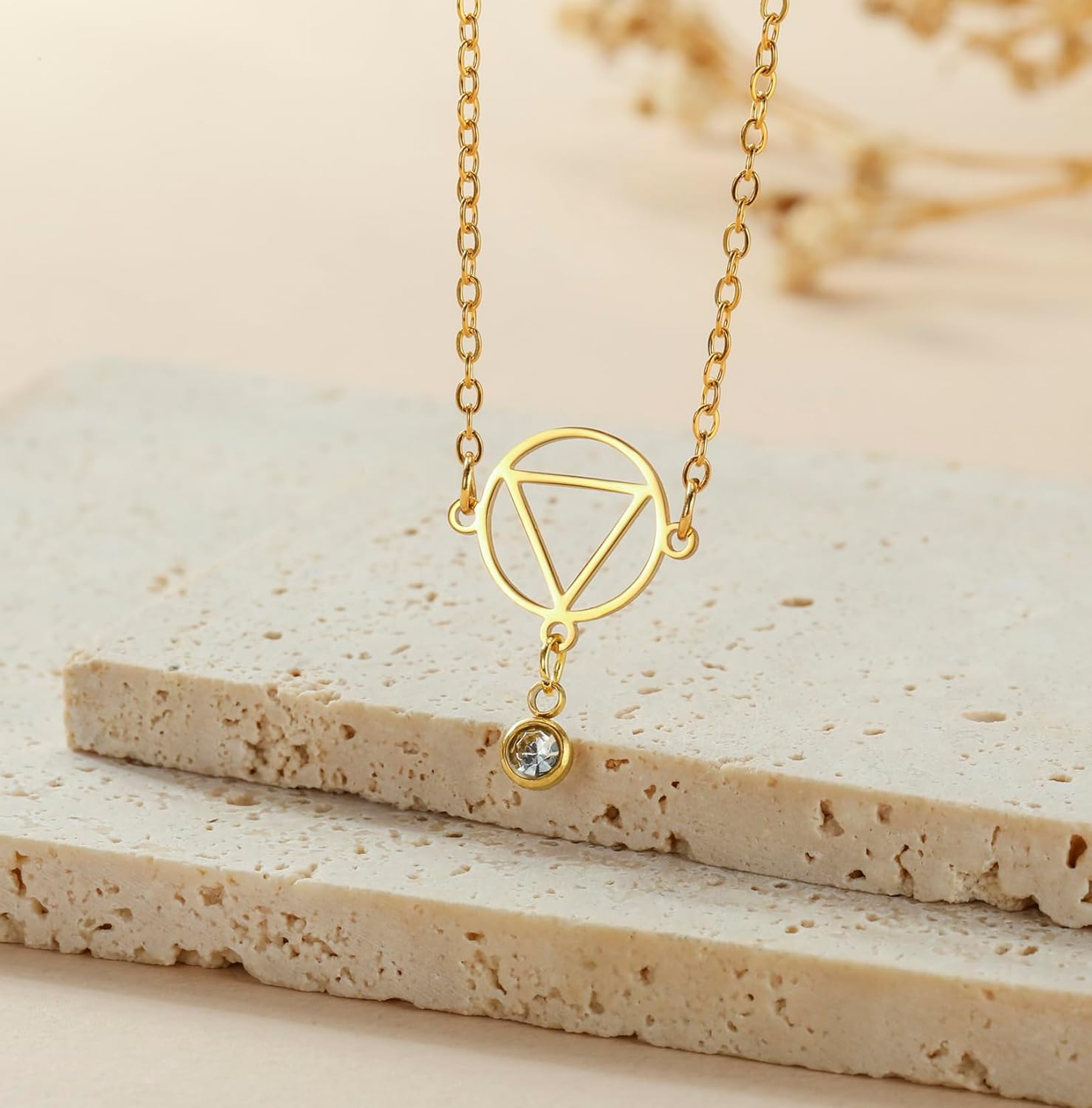 EUEAVAN Alcoholics Anonymous AA Necklace Circle Triangle Healing Pendant Sober Recovery Jewelry New Beginnings Sobriety Gift for Women - Image 3