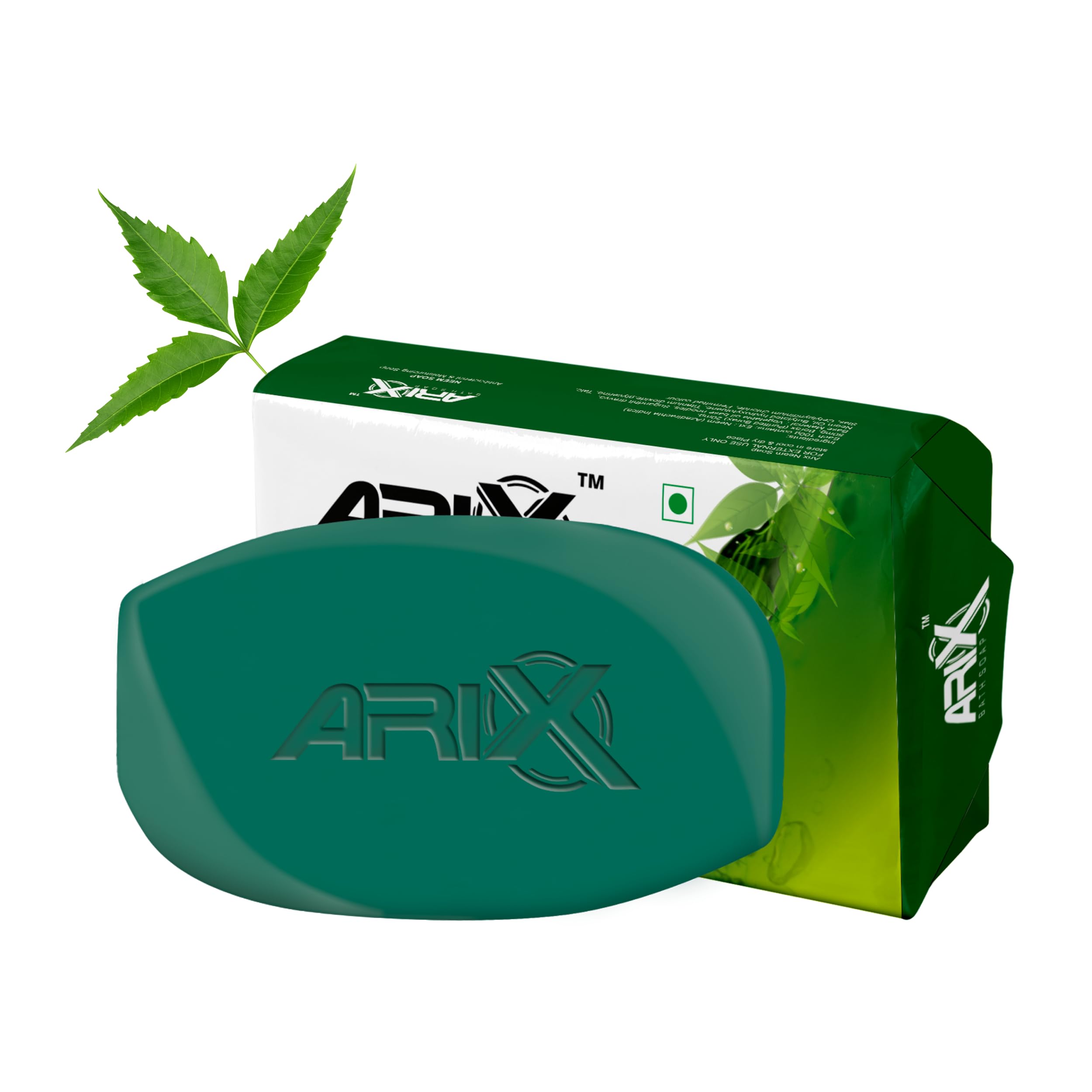 ARIX Neem Soap with Goodness of Neem Leaves I Herbal Bathing Bar with Essential Oils I Anti-Bacterial I for Smooth, Soft, Moisturised & Nourished Skin I Suitable for All Skin Types (Set of 1)