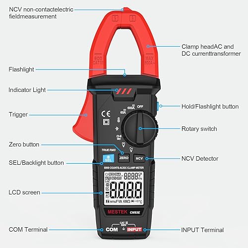 Miniatura 18 de MESTEK Inrush - Medidor de abrazadera digital, TRMS 6000 cuenta multímetro de voltaje con modo VFD y LOZ, amplificador de corriente CA/CC de 1000 A