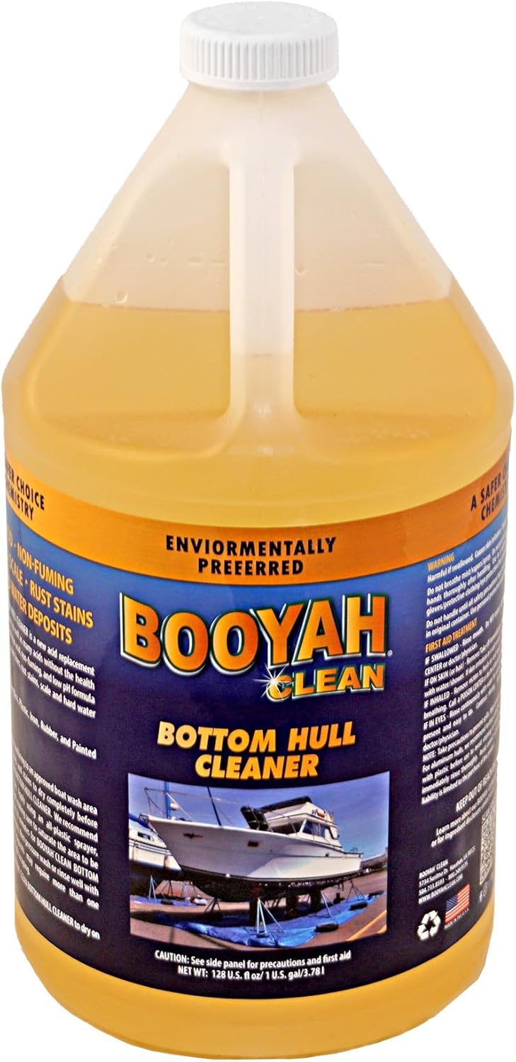 Booyah Clean Bottom Hull Cleaner – Environmentally Preferred Non-Acid, Non-Fuming Formula Removes Scum Lines, Hard Water Deposits, Scale, Barnacles, Mussels, and Rust Stains