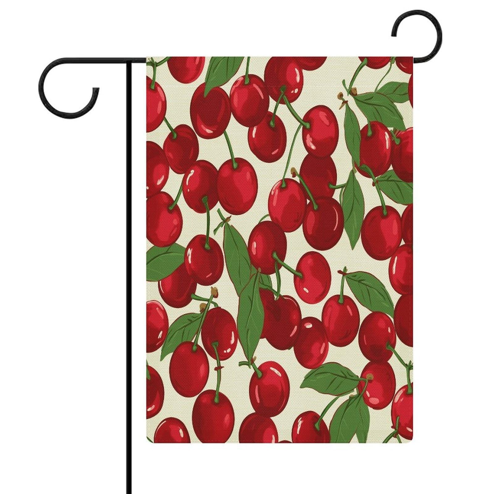 Bandera de jardín de cerezas rojas para decorar patios y terrazas