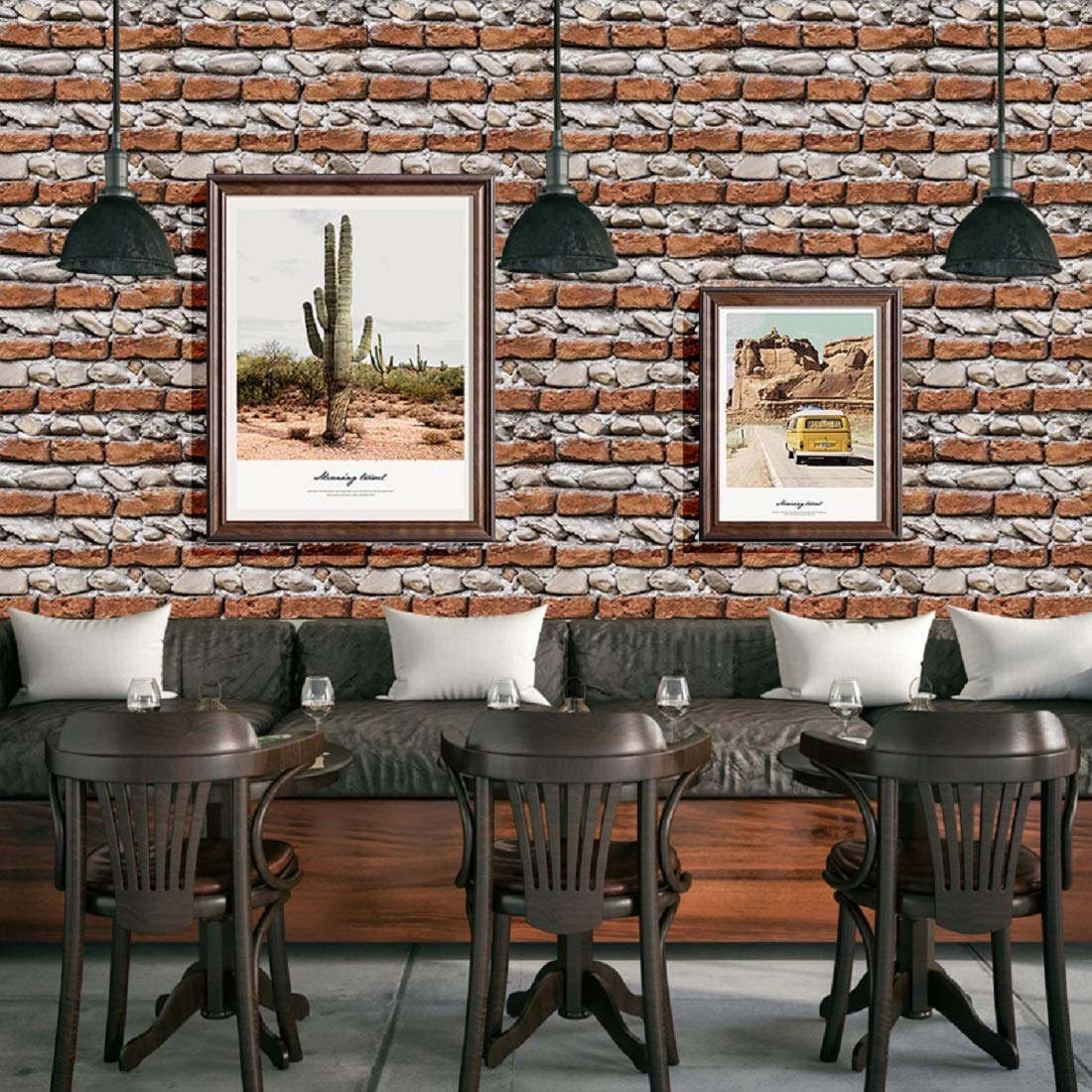 HEUREKA Brown and Gray Stone Brick Wallpaper Self Adhesive, Peel and Stick, Removable, Decorative Wall Covering for Home Decoration and Wall Decoration Wallpaper (1000CM x 45CM)