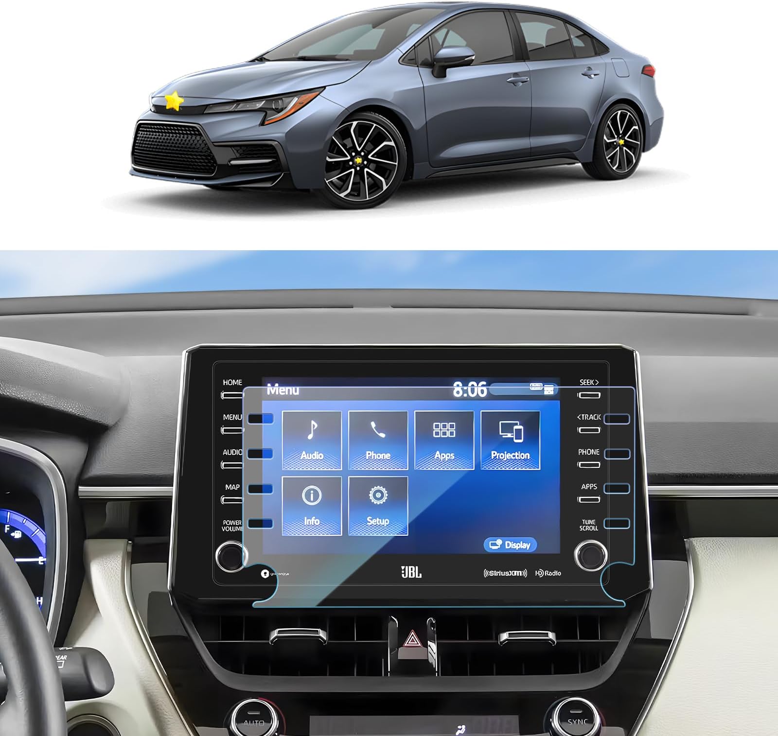 2021 2022 Corolla Screen Protector for 2019 2020 2021 2022 Toyota Corolla Sports Sedan Hatchback 8In Navigation Tempered Glass [9H Hardness, Anti-Scratch&Glare, Ultra Clear] 2020 2021 2022 Corolla Accessories Screen Protective Film