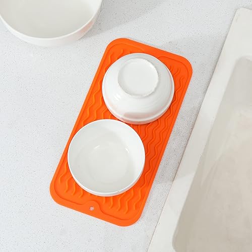 Miniatura 933 de Tapete de silicona para secado de platos para múltiples usos, fácil de limpiar, ecológico, resistente al calor, tapete de silicona para encimera
