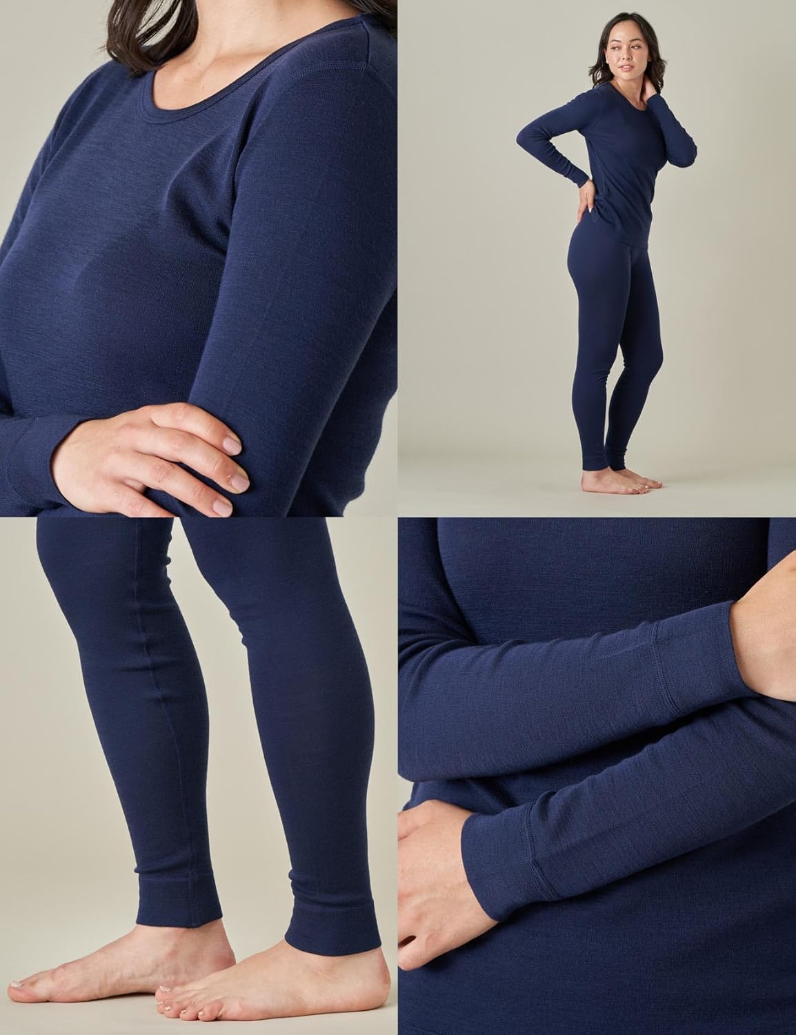 LAPASA Womens 100% Merino Wool Base Layer Set Lightweight & Midweight Thermal Underwear Long John Top & Bottom Warm L58/L91 - Image 4