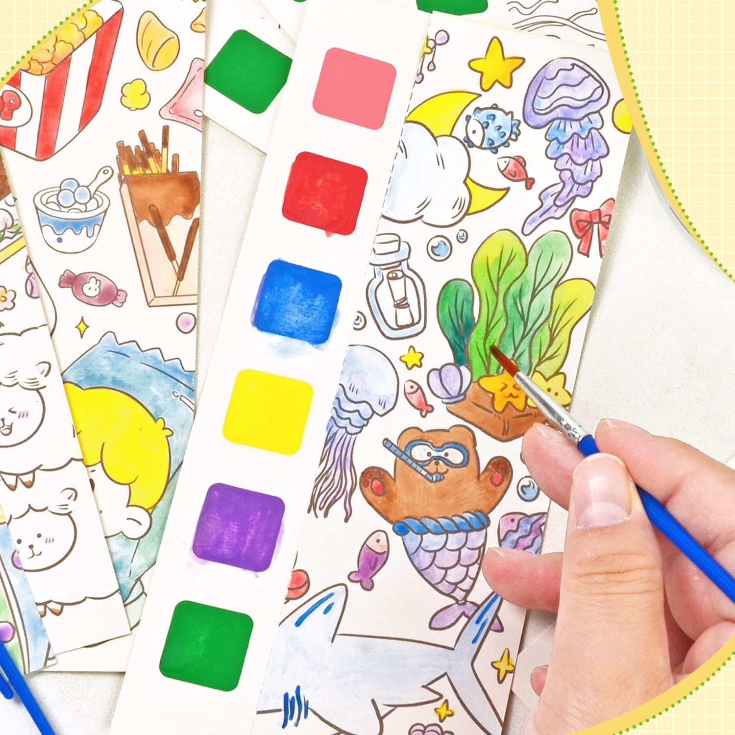Vileafy Paint with Water Books for Kids Painting Party Favors – 8 Pack Mess-Free Watercolor Activity Set with 24 Brushes, Creative Coloring Books for Classroom Rewards & Travel Art Toys for Ages 4-8 - Image 7