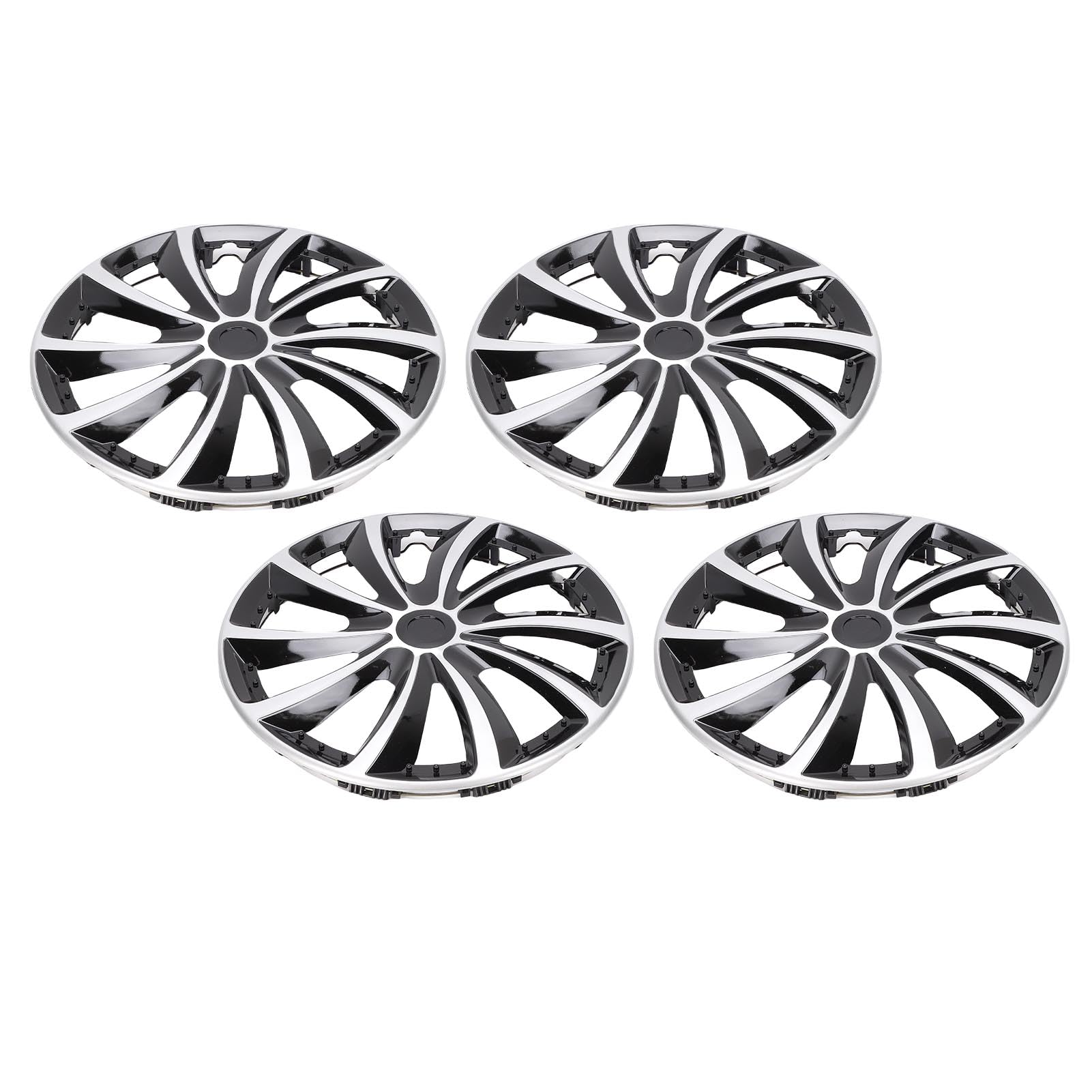Acouto 4 Pièces Enjoliveurs de 16 Pouces, Protection Universelle Anti-Rayures, Couvre-Jantes D'aspect élégant avec Matériau ABS de qualité Supérieure, pour la Plupart des Voitures, (Argent Noir)