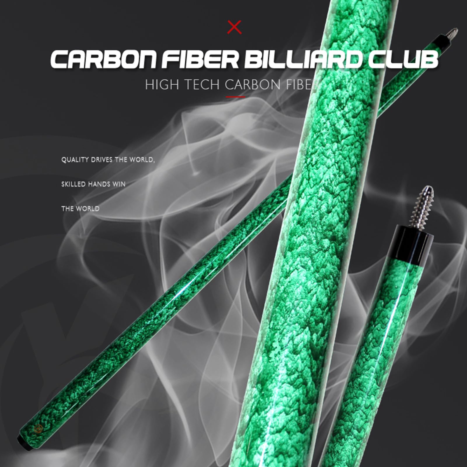 OKHEALING Taco de billar de carbono T700 de fibra de carbono de 56 pulgadas XTC punta de 12 mm, accesorios de billar 1/2 junta hecha a mano recta para 8 bolas/9 bolas, 18-20 onzas