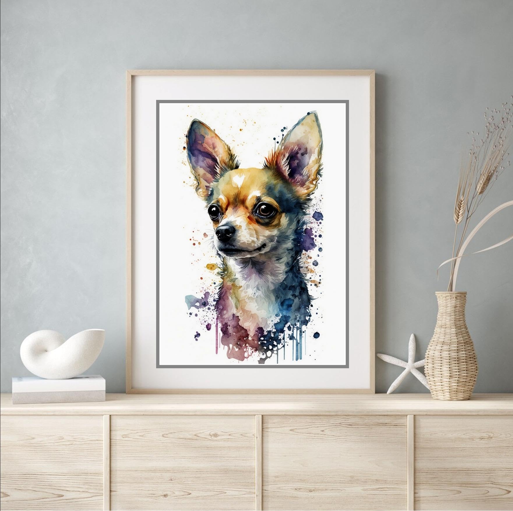Beauitiful vivid fine art print of a Chihuahua painting (picture 6) (A4 PRINT ONLY 29.7 X 21CM)