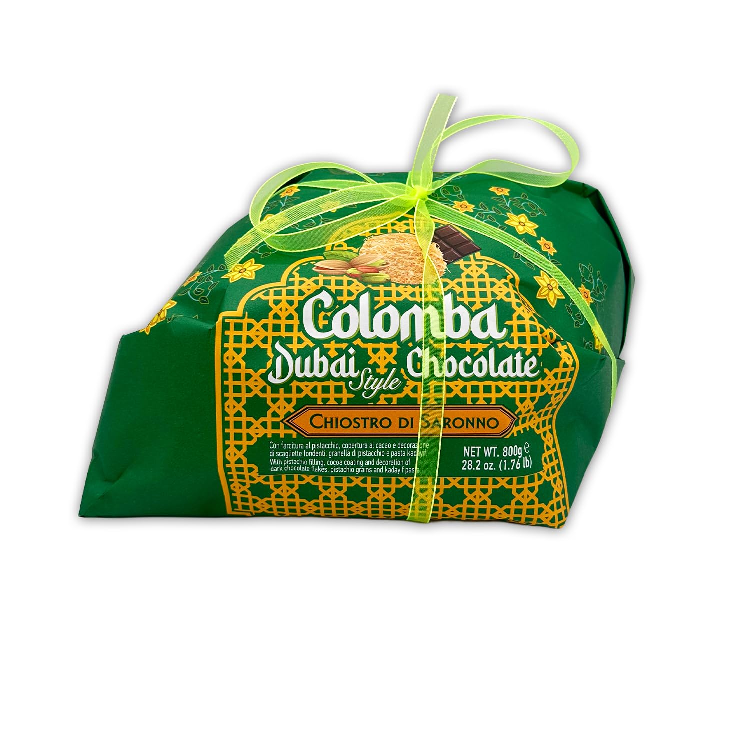 Chiostro di Saronno, Colomba Pasquale, Incartata a Mano (750 g, Pistacchio e Pasta Kadayif)