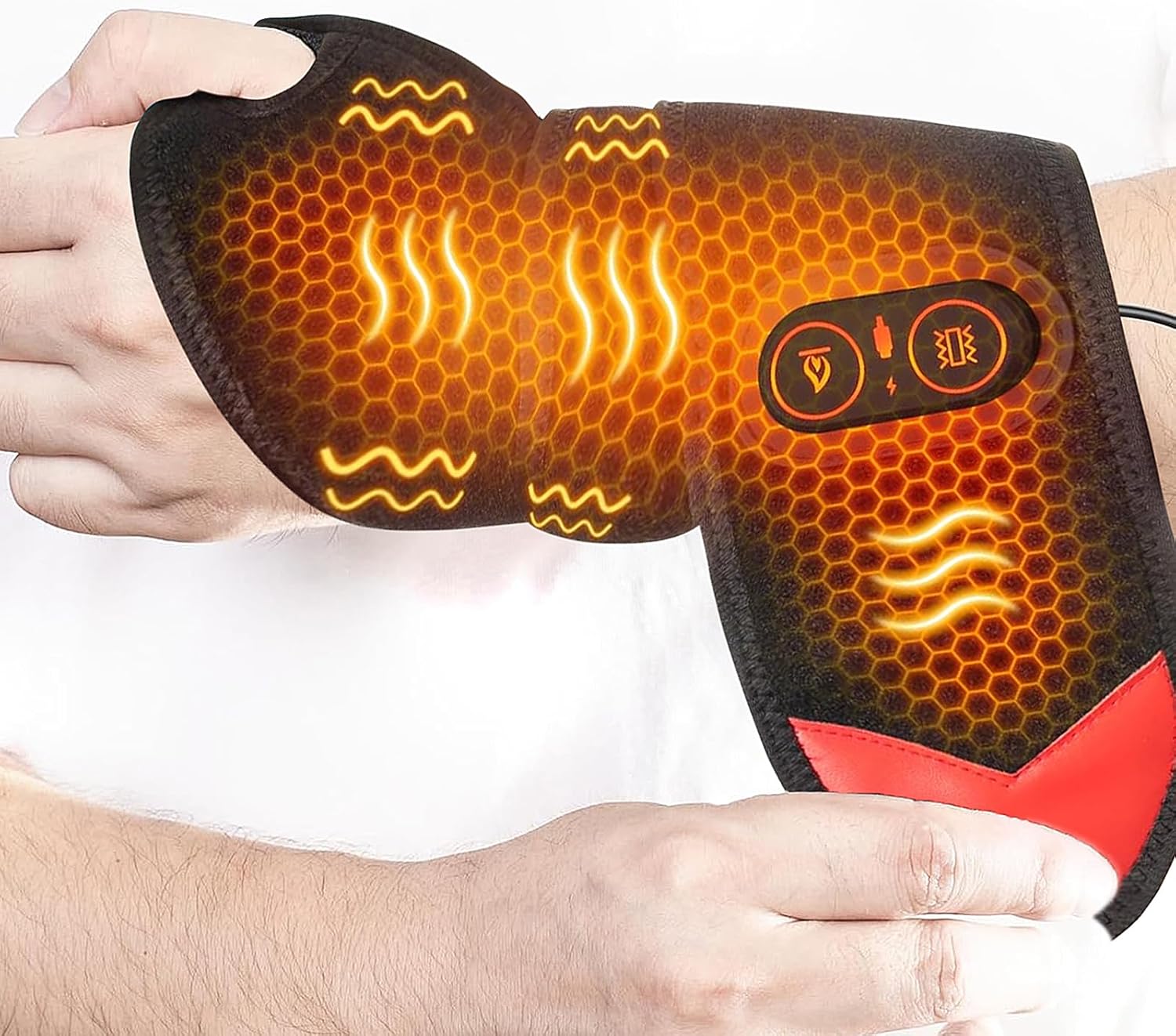 Rechargeable Cordless Wrist Massager with Heat and Compression, 3000mAh Battery for Arthritis Carpal Tunnel Pain Relief, Wireless Heating Pad Ideal for Seniors