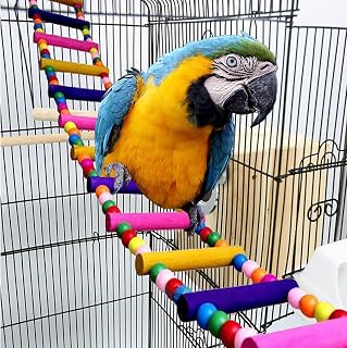 Bird Parrot Ladders Swing Chewing Toys Hanging Pet Bird Cage Accessories Hammock Swing Toy for Small Parakeets Cockatiels, Lovebirds, Conures, Macaws, Lovebirds, Finches (1pc 5 Ladders 12.6 inches)
