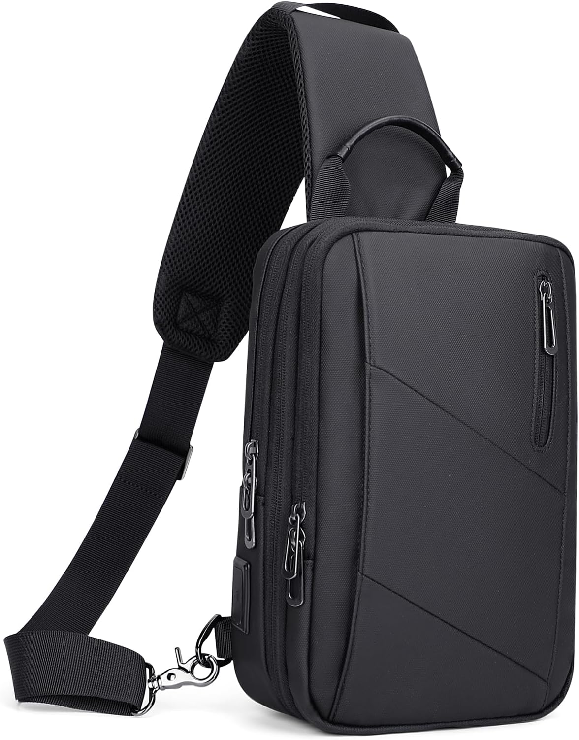 WITZMANSling Bag for Men Large Nylon Crossbody Shoulder Bag with USB Charging Port Travel Casual Hiking Daypack