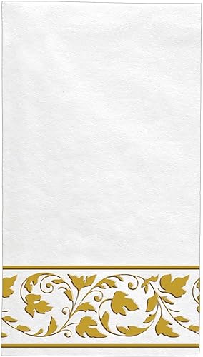 Miniatura 2 de Toallas de invitados de color blanco con hojas doradas, 8 x 4 pulgadas (paquete de 24) Servilletas ultrasuaves y elegantes, perfectas