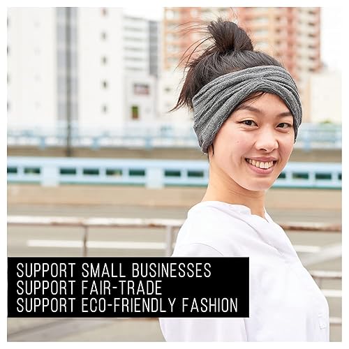 Miniatura 7 de CHARM Diadema de turbante de algodón orgánico - Chemo Knit Hair Band para mujer