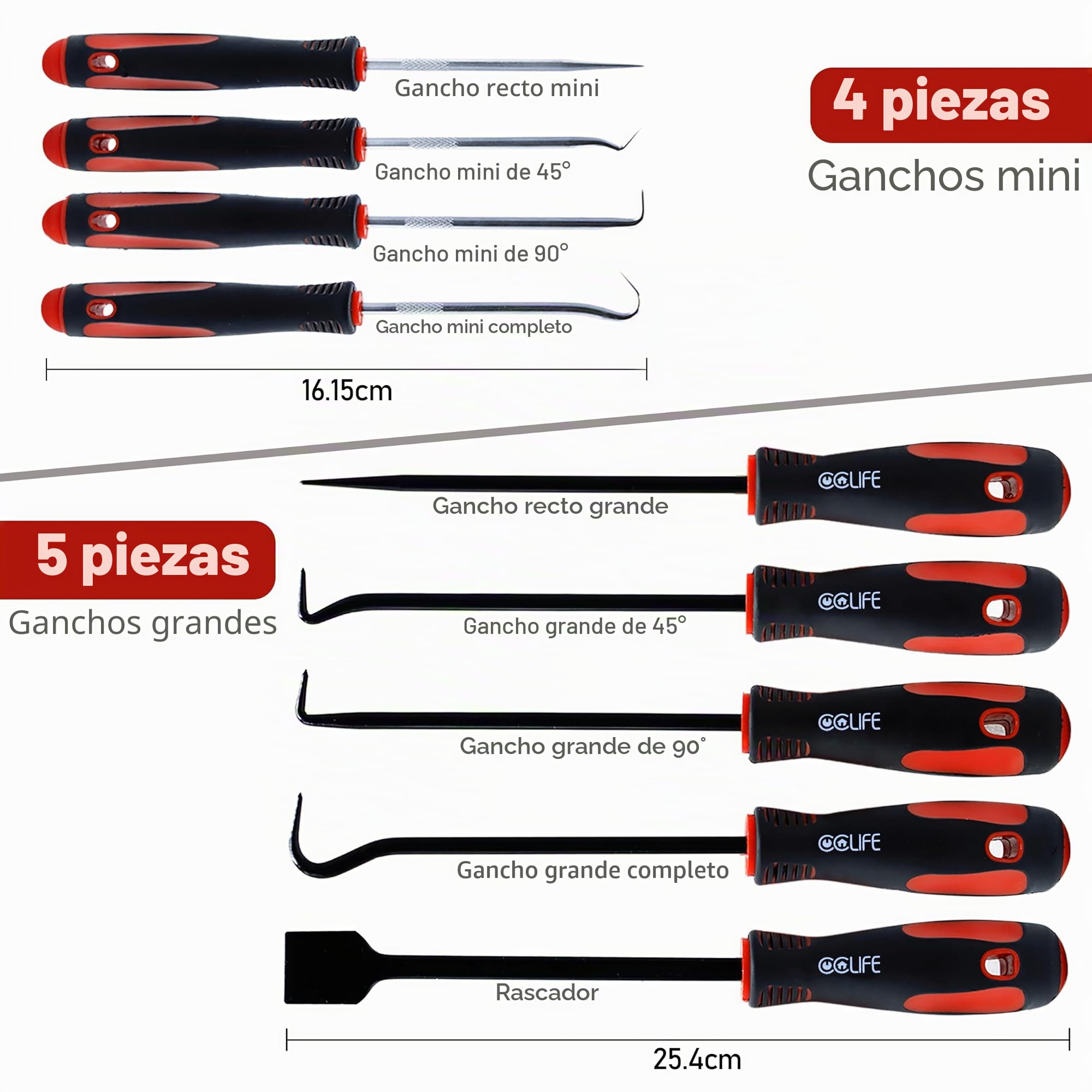 CCLIFE 9 piezas Juego de Ganchos Saca Juntas Toricas Coche