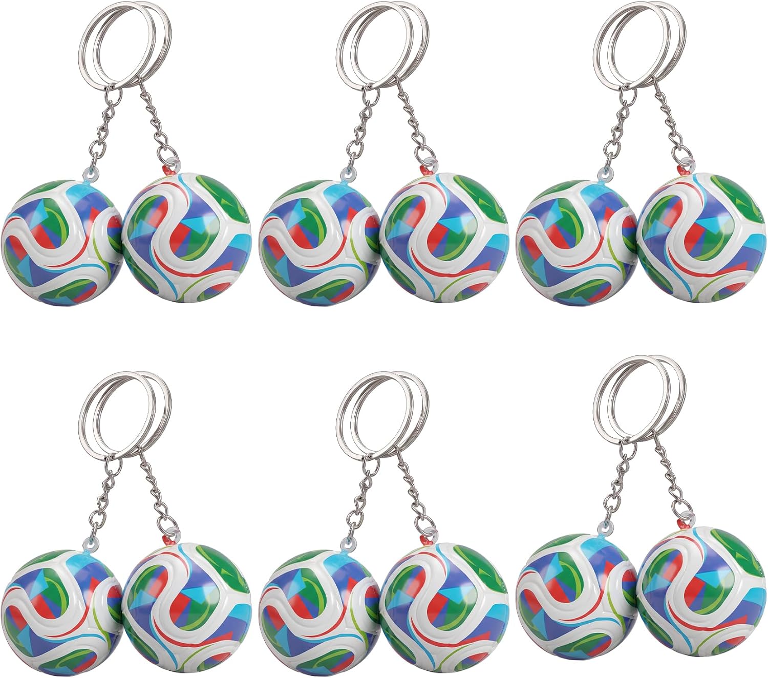 12 PCS Soccer Ball Keychain, 1:1 Mini World Cup 2026 Soccer Keychain with Soft Squeeze Stress Relief, Bounce Back Fidget Toy for Man and Boy, Sports Themed Backpack Charm, for Carnival Party