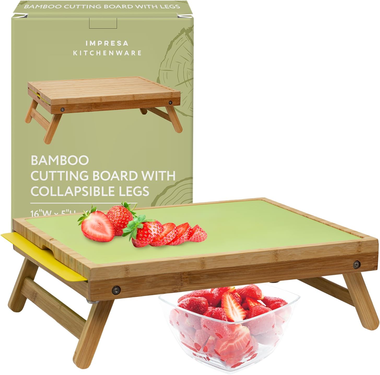 Ceaz Bamboo Cutting Board with Adjustable Legs Raised