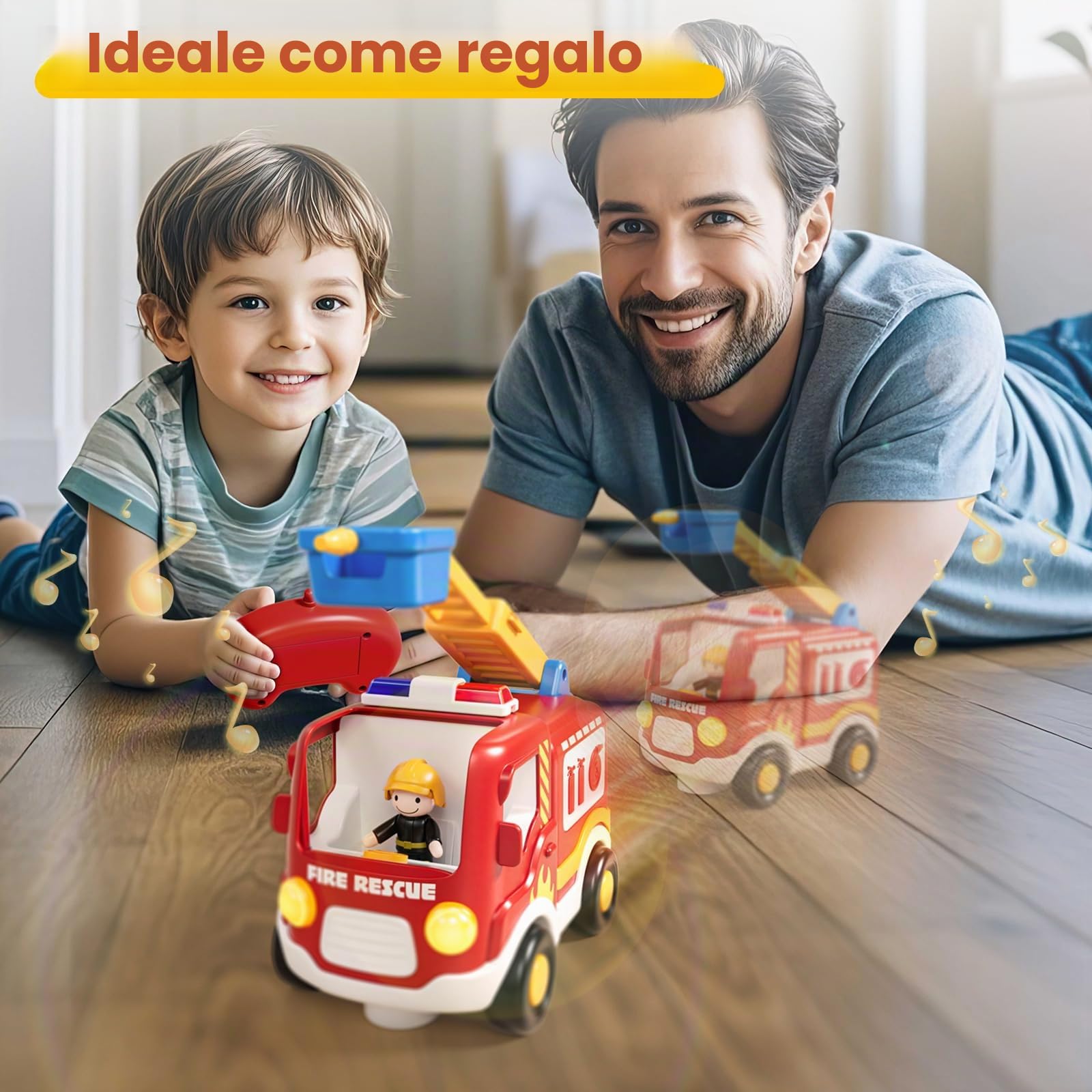 Lehoo Castle Macchina Telecomandata per Bambini, Camion Pompieri Giocattolo, Gioco Bambino 2 Anni, Regalo Bambino 2 Anni Maschio