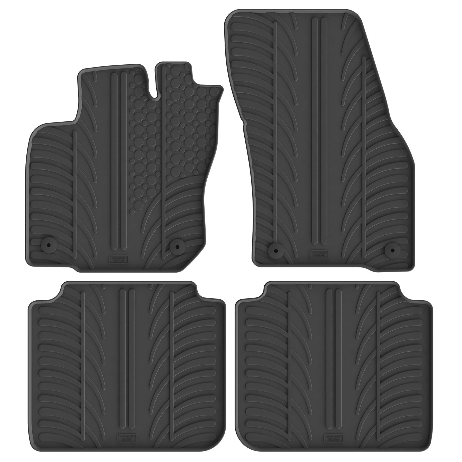 Gledring Set of Rubber Mats Compatible with Volkswagen Tayron (R41) 2024- (T Profile 4-Piece + Mounting Clips)