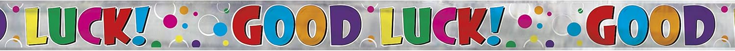 Unique 92177LF Good Luck Long Fold Banner-12 ft | Foil | Multicolor Dots | 1 Pc