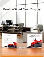Vista 4 de NIUBEE Soporte acrílico para letreros de 8.5 x 11 pulgadas, paquete de 6 marcos transparentes horizontales, en forma de T, soporte de exhibición