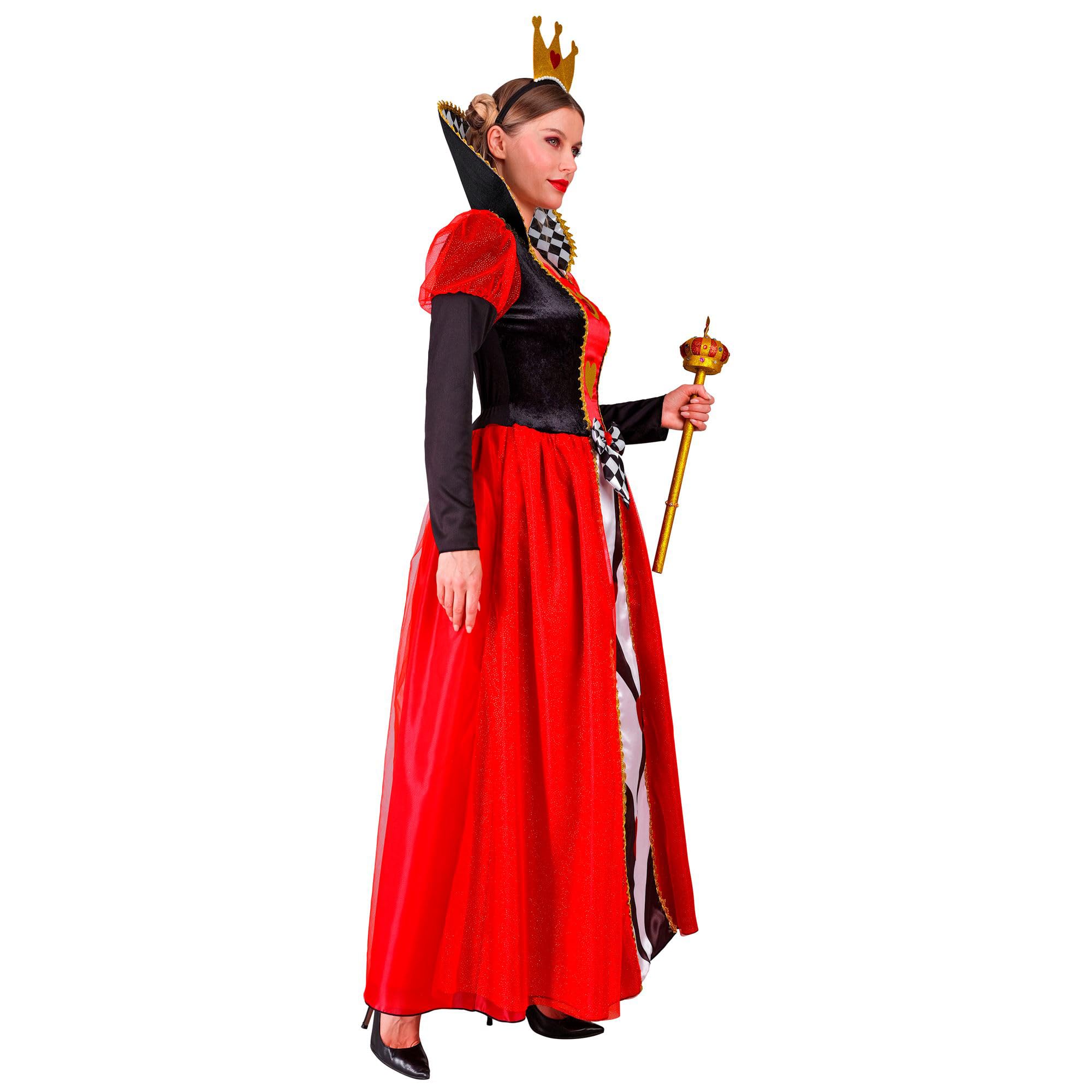 W WIDMANN MILANO Party Fashion - Disfraz de Reina de Corazones para mujer | Con vestido y corona, disfraz de cuento de hadas para Carnaval, fiestas temáticas y representaciones teatrales