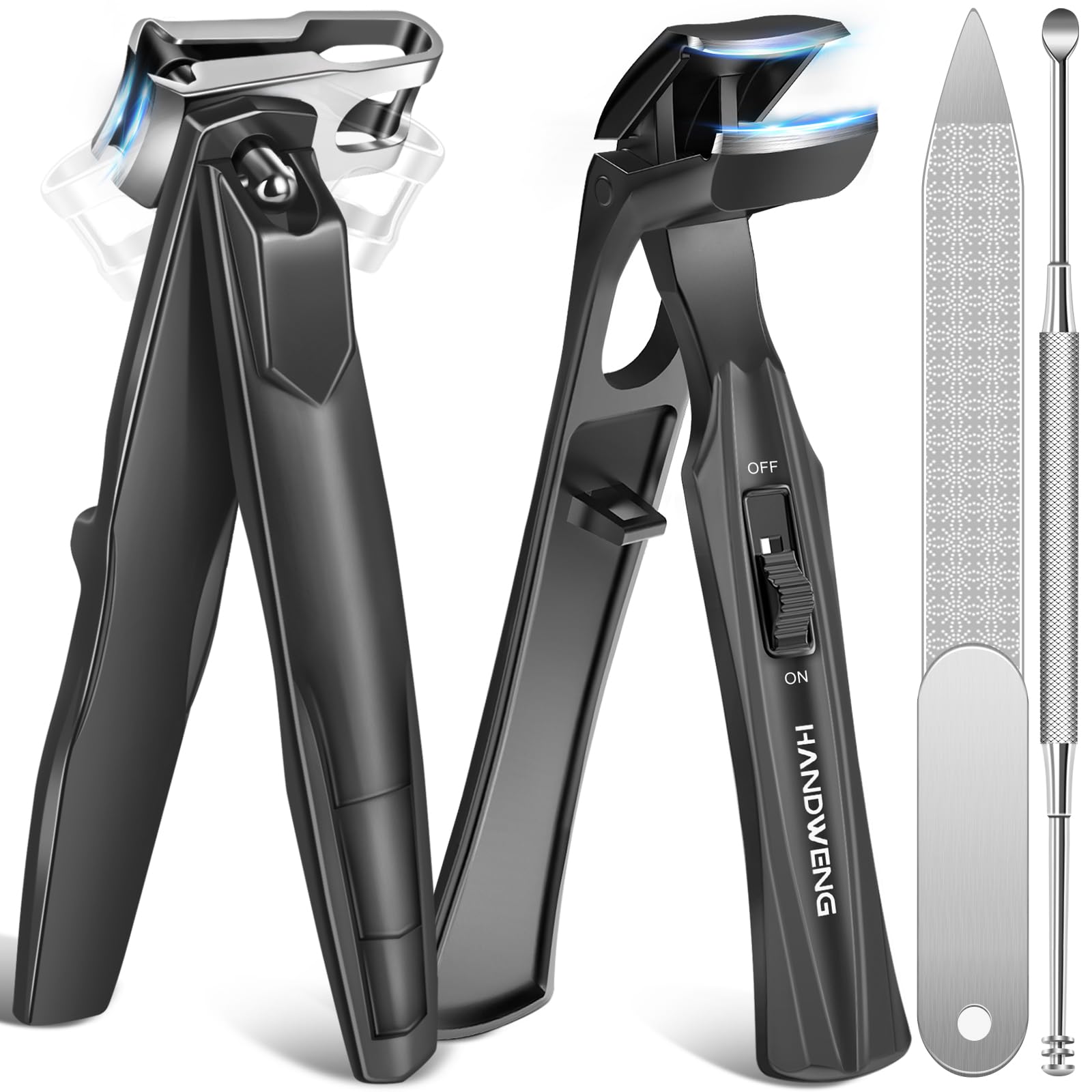 Toenail Clippers for Seniors Thick Toenails, Angled Head Large Toe Nail Clippers for Thick Nails for Men, 360° Rotating Nail Clippers with Long Hande,