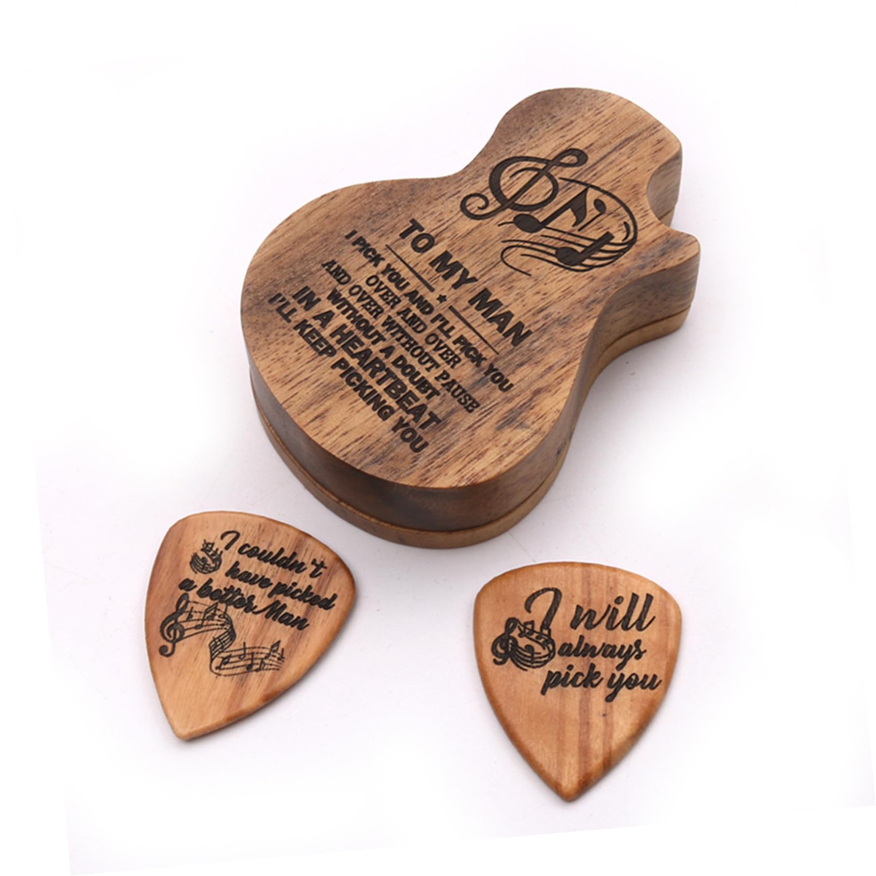 ibasenice 3sets Custodia Forma Di Chitarra Per Plettro Scatola Porta Plettro Legno Contenitore Pratico Per Collezione Accessori Chitarra Per Musicisti