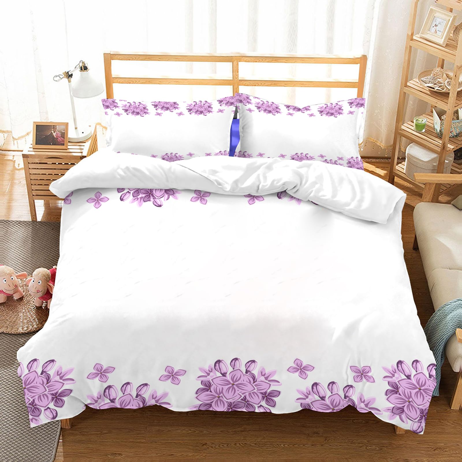 Ensemble de literie à fleurs 228x264cm pour transformer votre chambre en oasis de calme