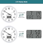 KWANWA Wall Clock, 12 Inch Analog Clock with LED Digital Clock/LCD Time Date and Temperature Display, Battery Operated, Dial Ultra-Quiet Movement Quartz Wall Clock for Office Classroom School Bedroom