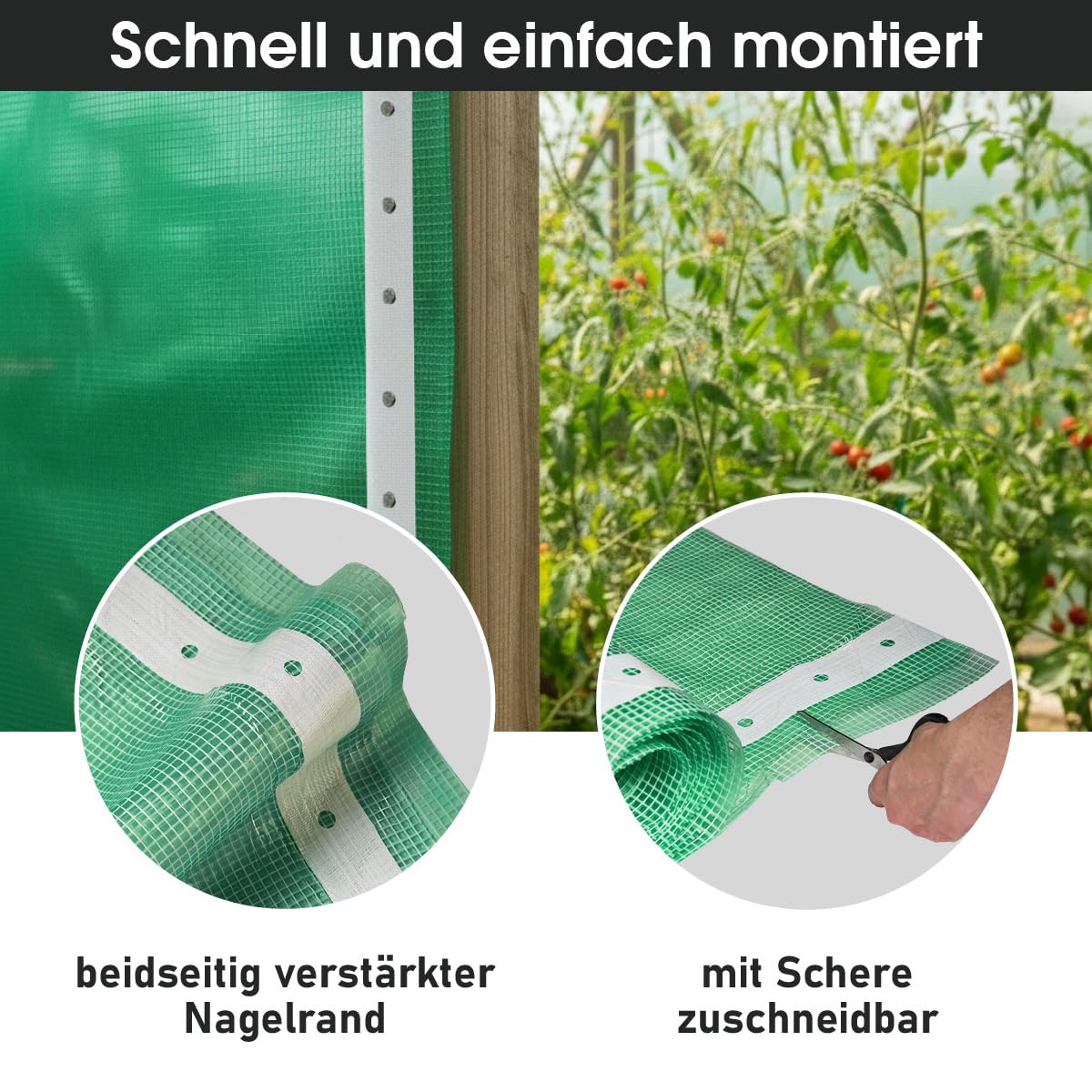 BRAST Gitterfolie Gewächshausfolie 250 g/m² | 20 Größen | Breite: 1,5–4m | Länge: 5–15m | Grün | verstärkter Nagelrand | UV-beständig lichtdurchlässig witterungsbeständig wasserdicht | 2x5m