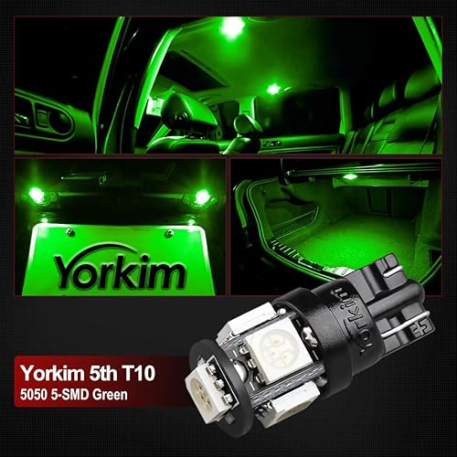 Miniatura 5 de Yorkim - 194 bombillas led T10 de 6000 K, color blanco superbrillante, bombillas para luz de matrícula y luz lateral de automóvil
