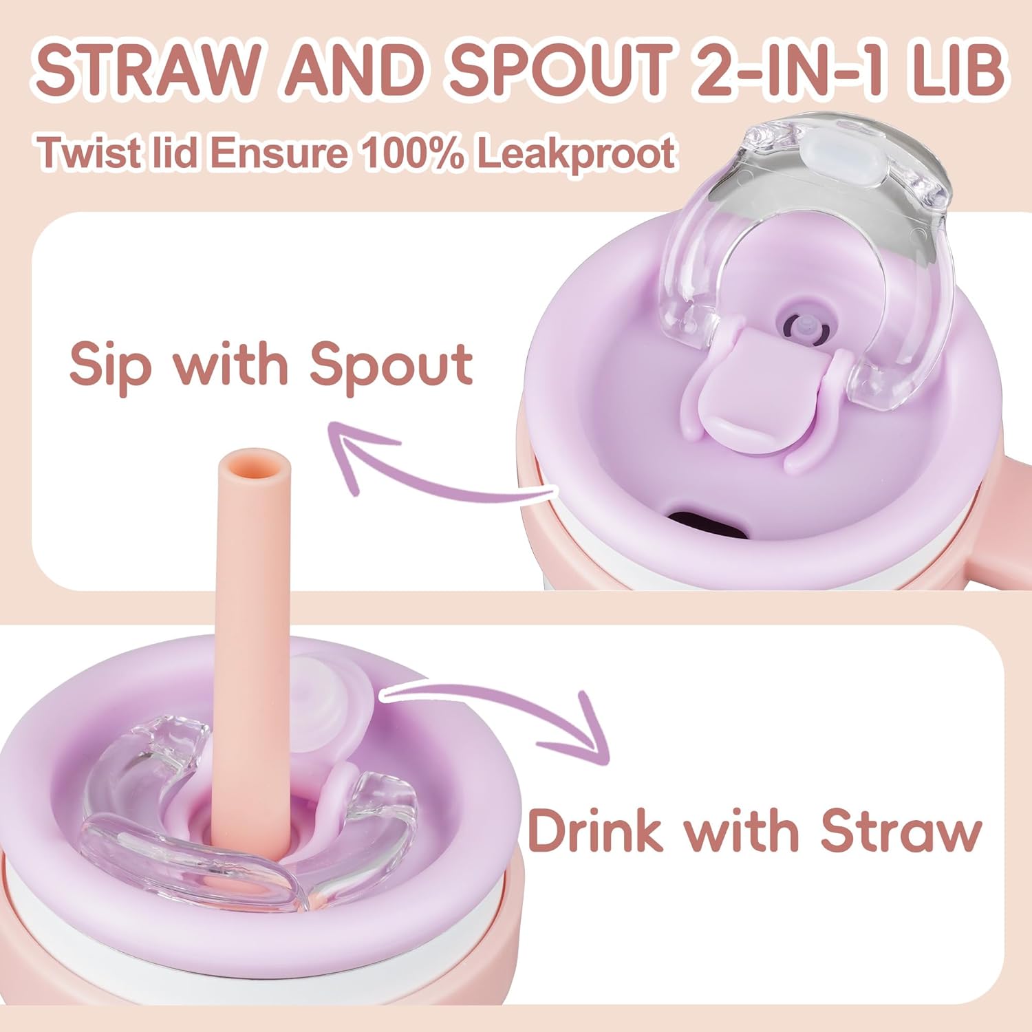 14oz Toddler Sippy Cup Vacuum Insulated Stainless Steel Kids Cup with Handle, Spill-Proof Straw, Leak-Proof Travel Cup for Home or On-the-Go - Image 6