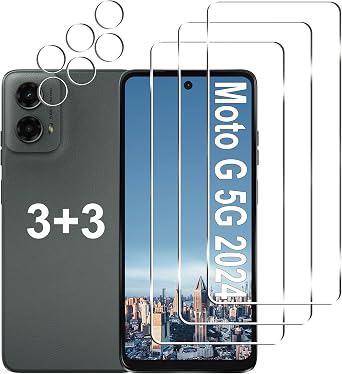 [3+3 Pack] Moto G 5G 2024 Screen Protector + Camera Lens Protector