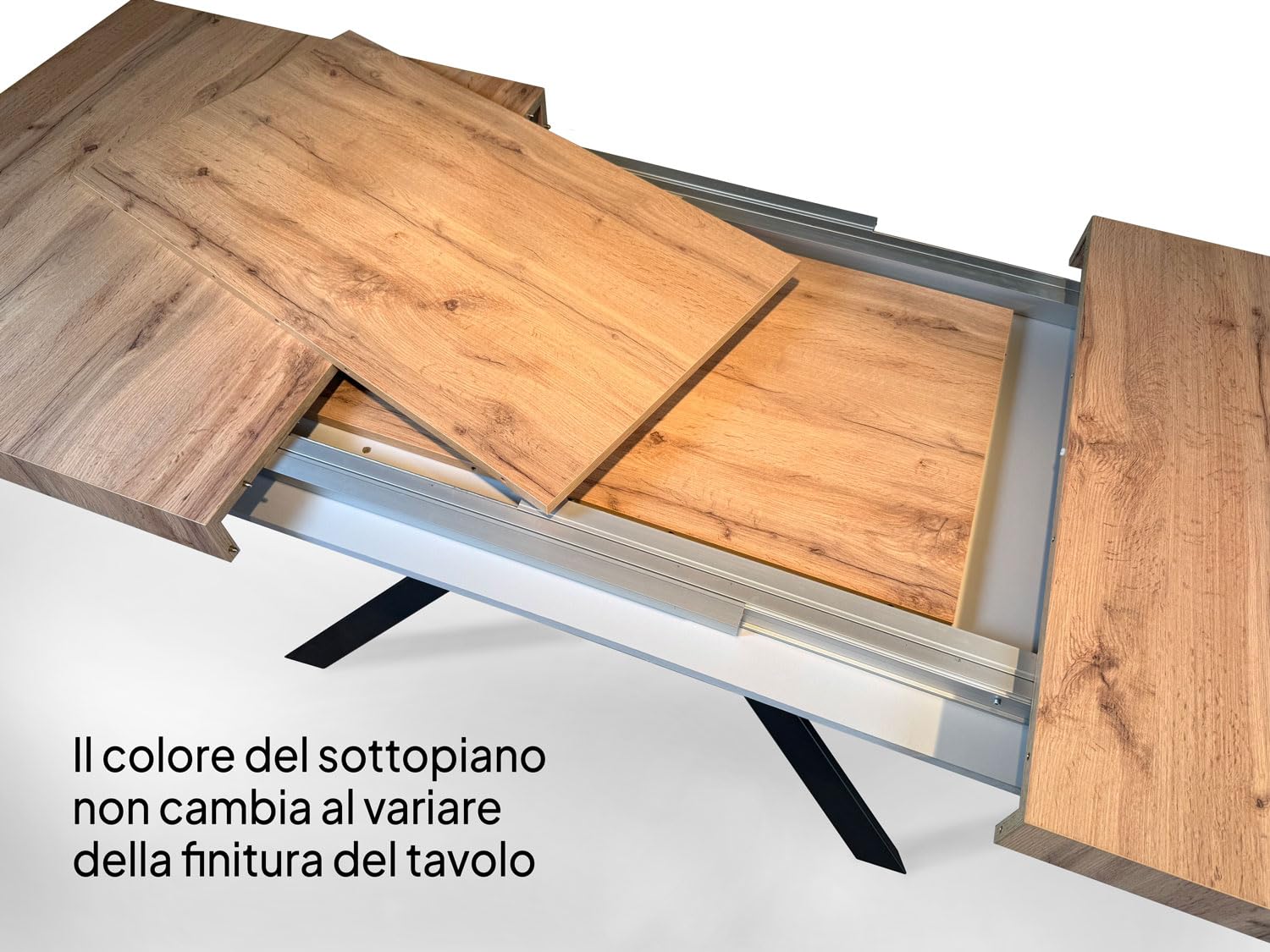 Mesa Tecno extensible encimera Blanco frasino 90 x 180 cm alargado 284 marco Antracita