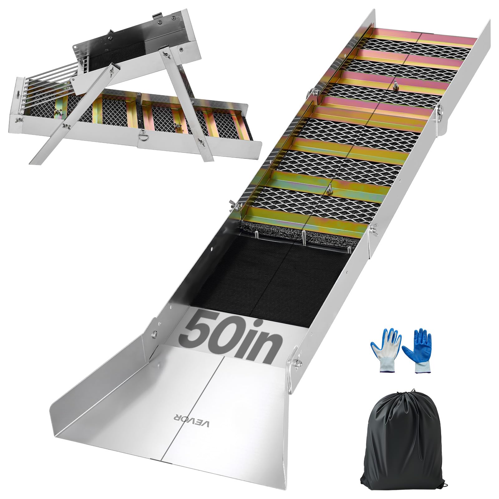 VEVOR Highbanker-Goldwaschrinne 127 cm 2-in-1 Faltbare Highbanker-Waschrinne
