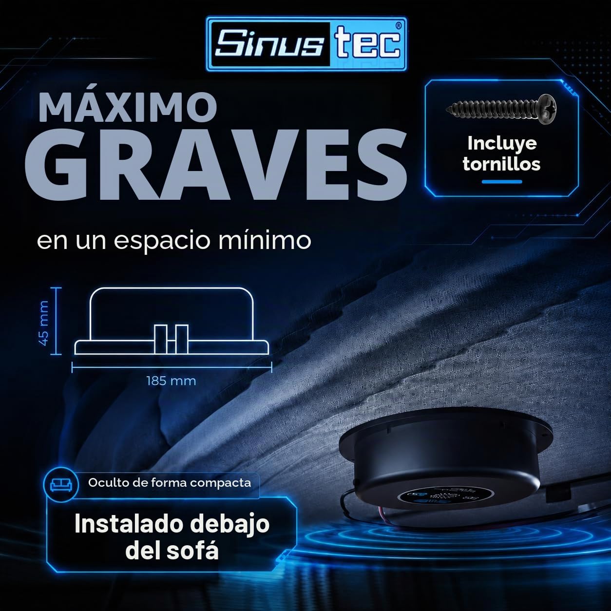 14019 BS-250 - Transductor de Vibraciones (bodyshaker), 4 ohmios, Color Negro